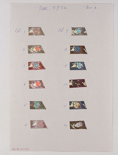 Sheet of ribbon samples, Silk, Swiss