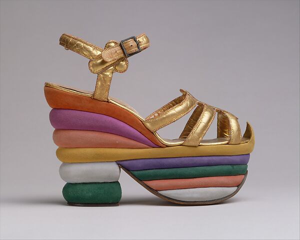 Sandals, Salvatore Ferragamo (Italian, founded 1929), leather, cork, Italian 