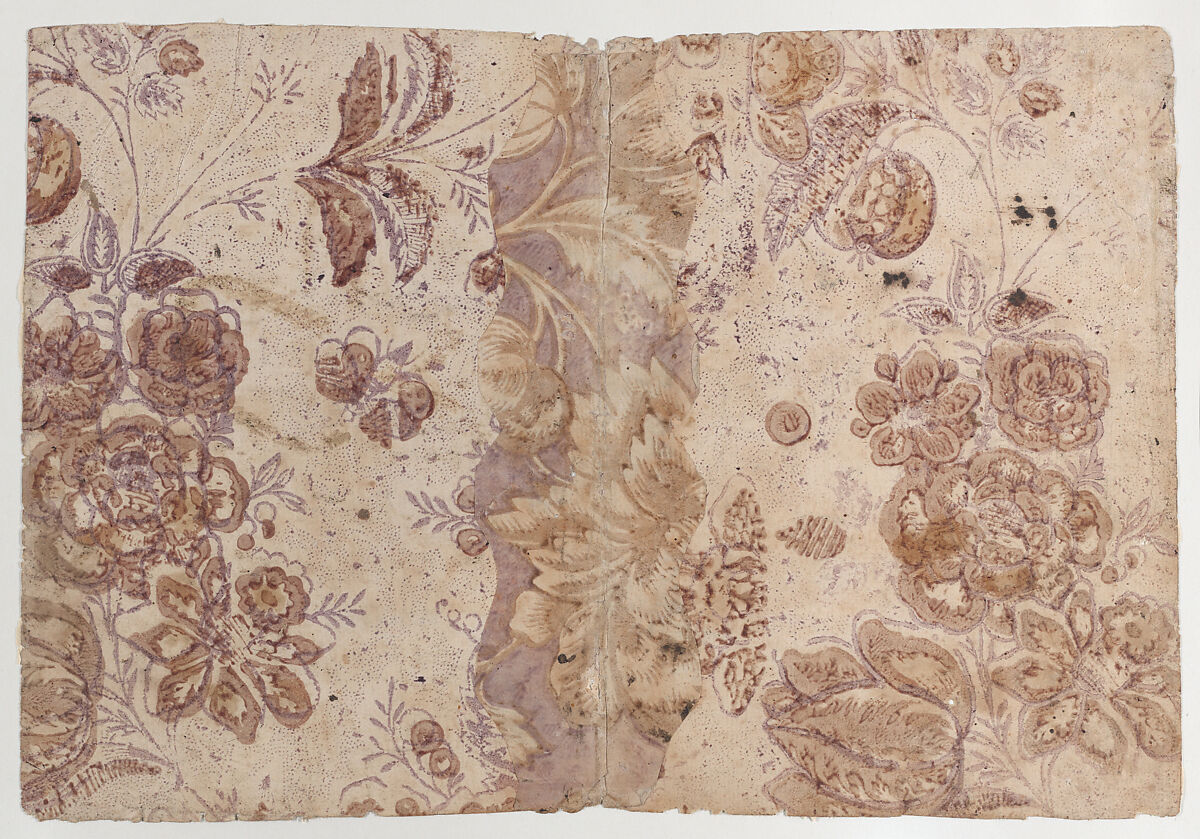 Book cover with overall floral and dot pattern, Anonymous  , 18th century, Relief print (wood or metal) 