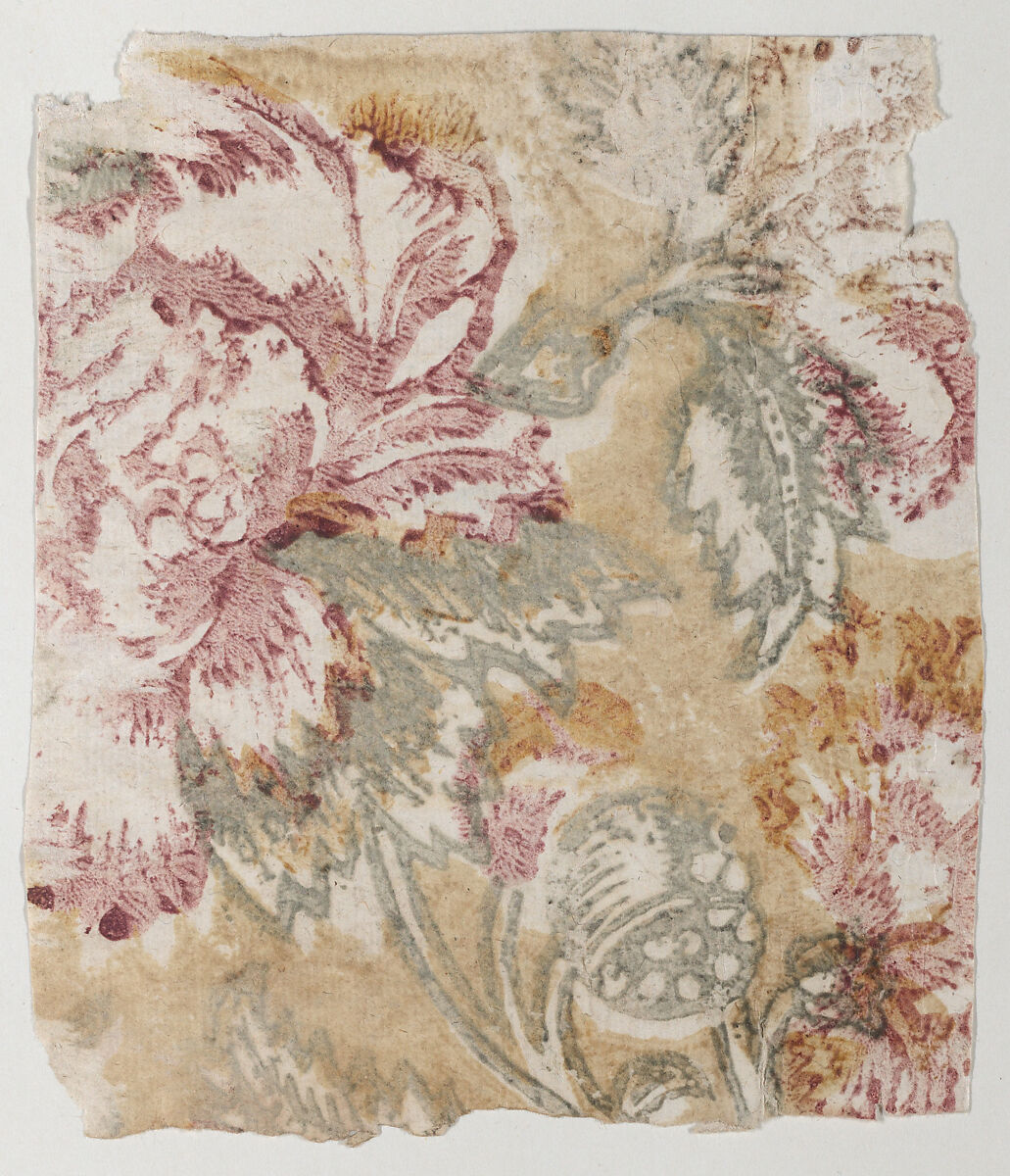 Sheet with floral pattern, Anonymous  , 18th century, Relief print (wood or metal) 