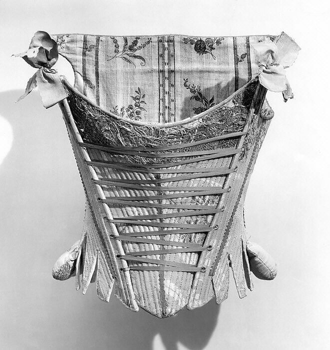 Corset, silk, cotton, wood, baleen, European