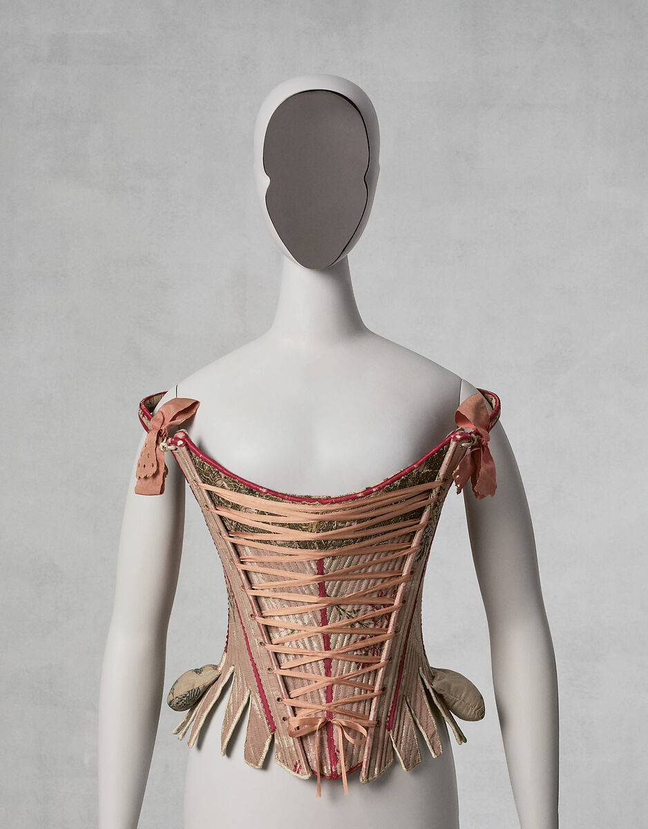 Corset, silk, cotton, wood, baleen, European
