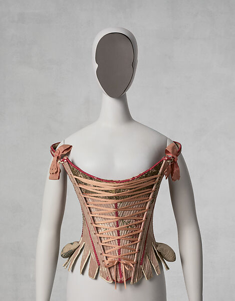 Corset, silk, cotton, wood, baleen, European