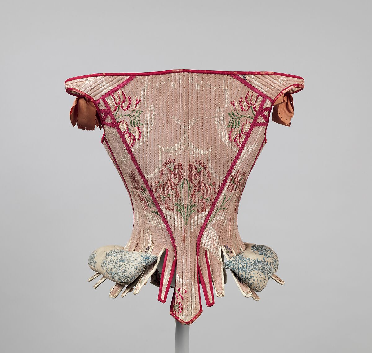 Corset, silk, cotton, wood, baleen, European