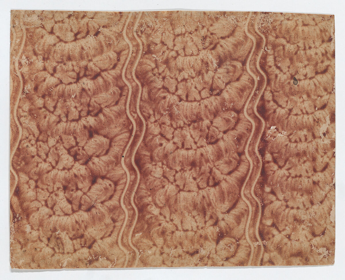 Red paste paper with wavy line design, Anonymous  , Italian, 18th century, Relief print (wood or metal) 