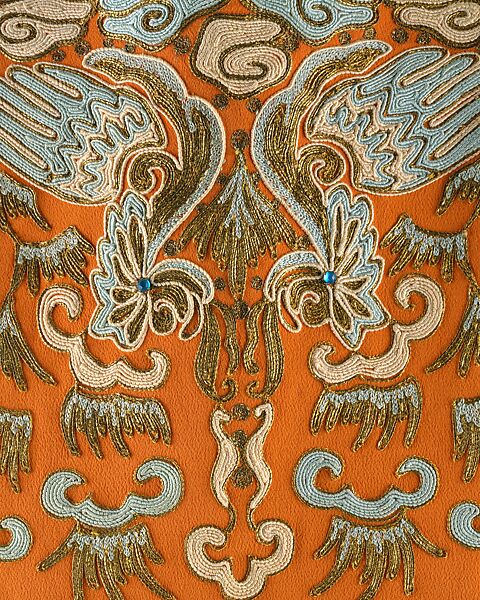 Evening ensemble, Maisons Agnès-Drecoll (French, 1931–1963), a) wool
b) silk
c) coral, silver, rhinestones, French