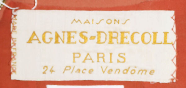 Evening ensemble, Maisons Agnès-Drecoll (French, 1931–1963), a) wool
b) silk
c) coral, silver, rhinestones, French