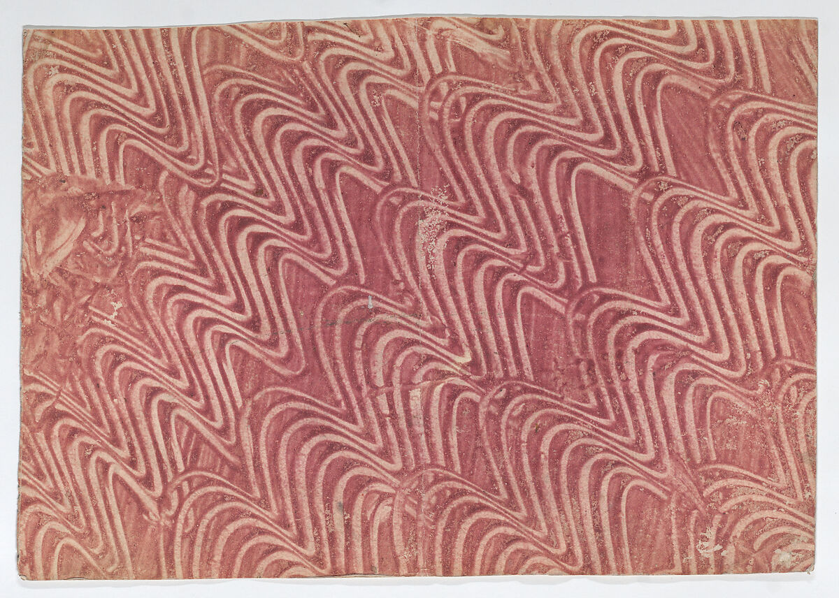 Red paste book cover with wavy line design, Anonymous  , Italian, 18th century, Relief print (wood or metal) 