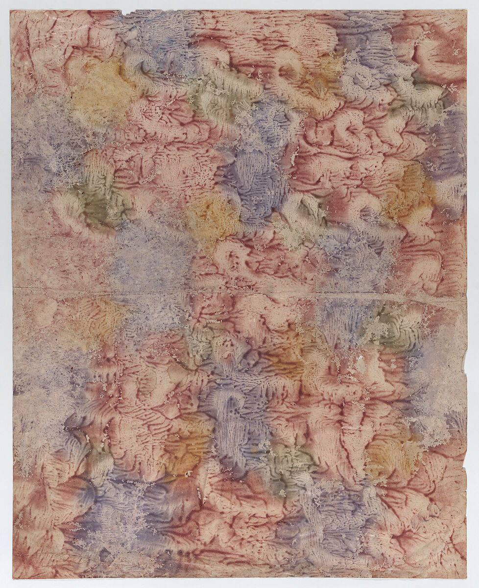 Book cover with purple, green, red, and yellow pattern, Anonymous  , Italian, 18th century, Relief print (wood or metal) 
