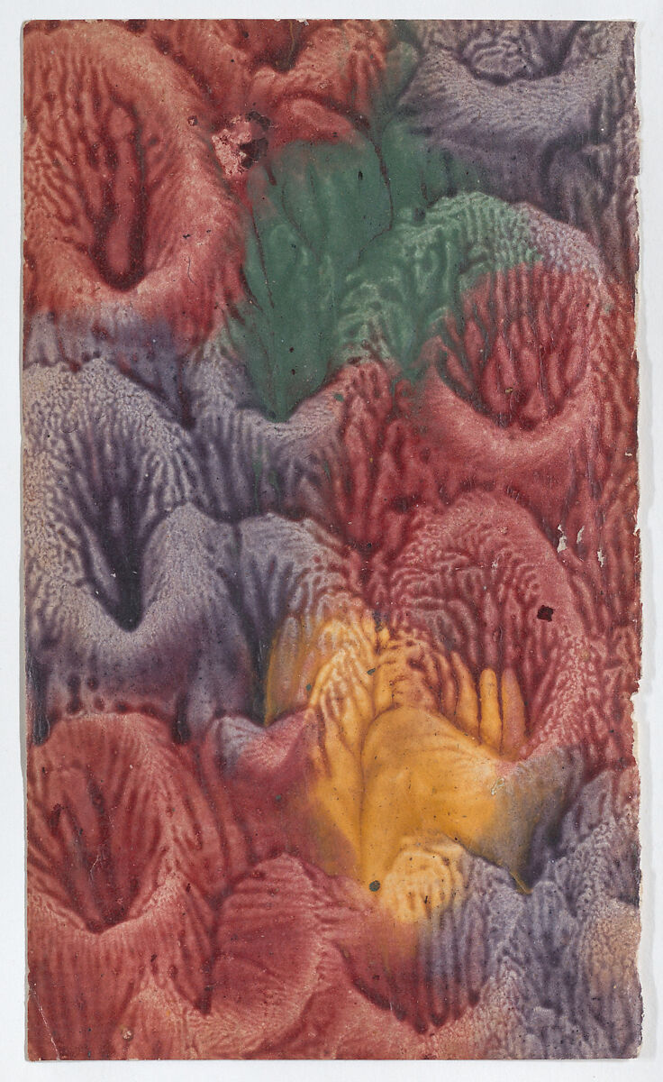 Paste paper with red, yellow, green, and purple patterns, Anonymous  , 18th century, Relief print (wood or metal) 