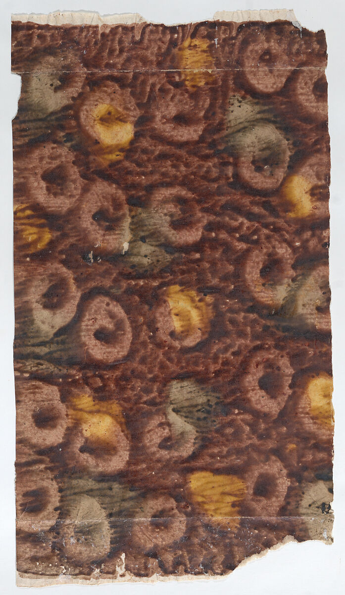 Paste paper with purple, yellow, and green patterns, Anonymous  , 18th century, Paste paper 