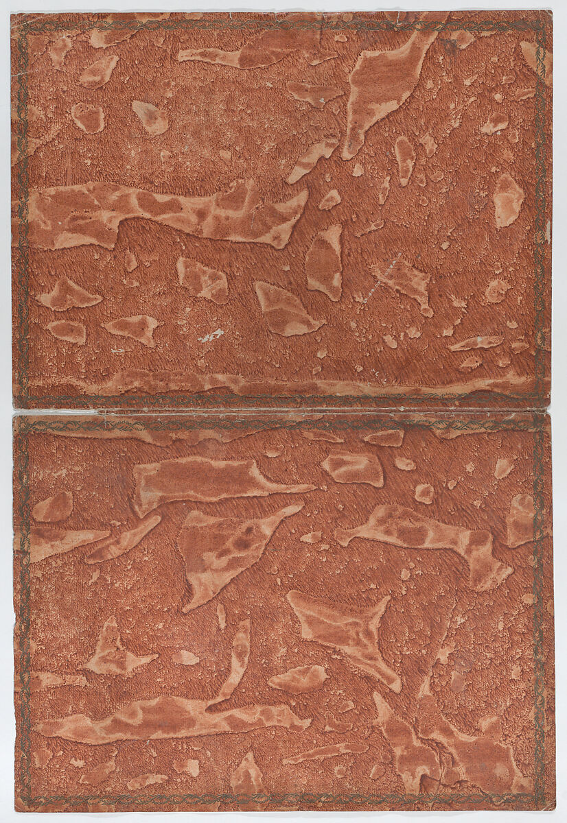 Orange brown paste paper book cover with border, Anonymous  , Italian, 18th century, Relief print (wood or metal) 