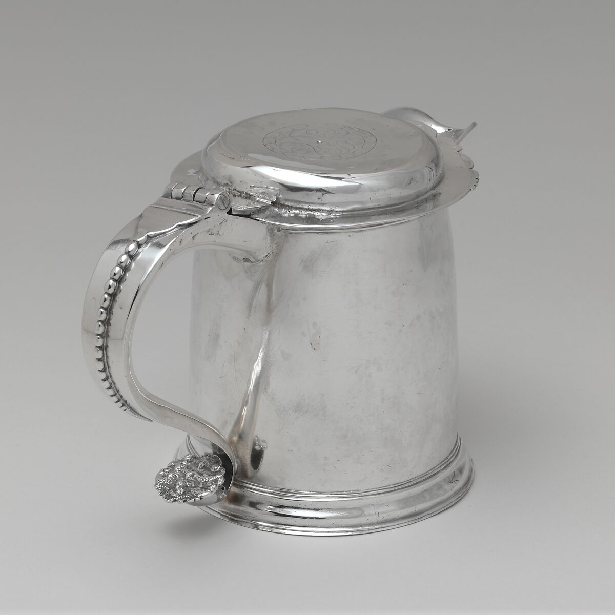 Tankard, Possibly Benjamin Wynkoop (baptized 1675–1751), Silver, American 