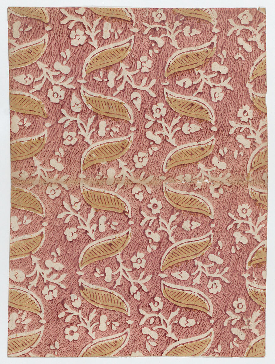 Book cover with overall red floral pattern, Anonymous  , 18th century, Relief print (wood or metal) 