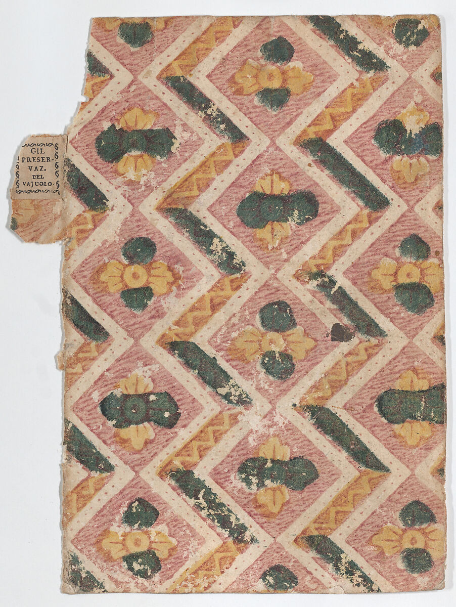 Book cover with zigzag and floral pattern, Anonymous  , 18th century, Relief print (wood or metal) 