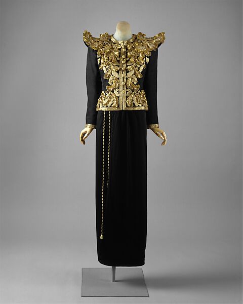 Evening ensemble, Yves Saint Laurent (French, founded 1961), silk, metallic thread, beads, sequins, French 