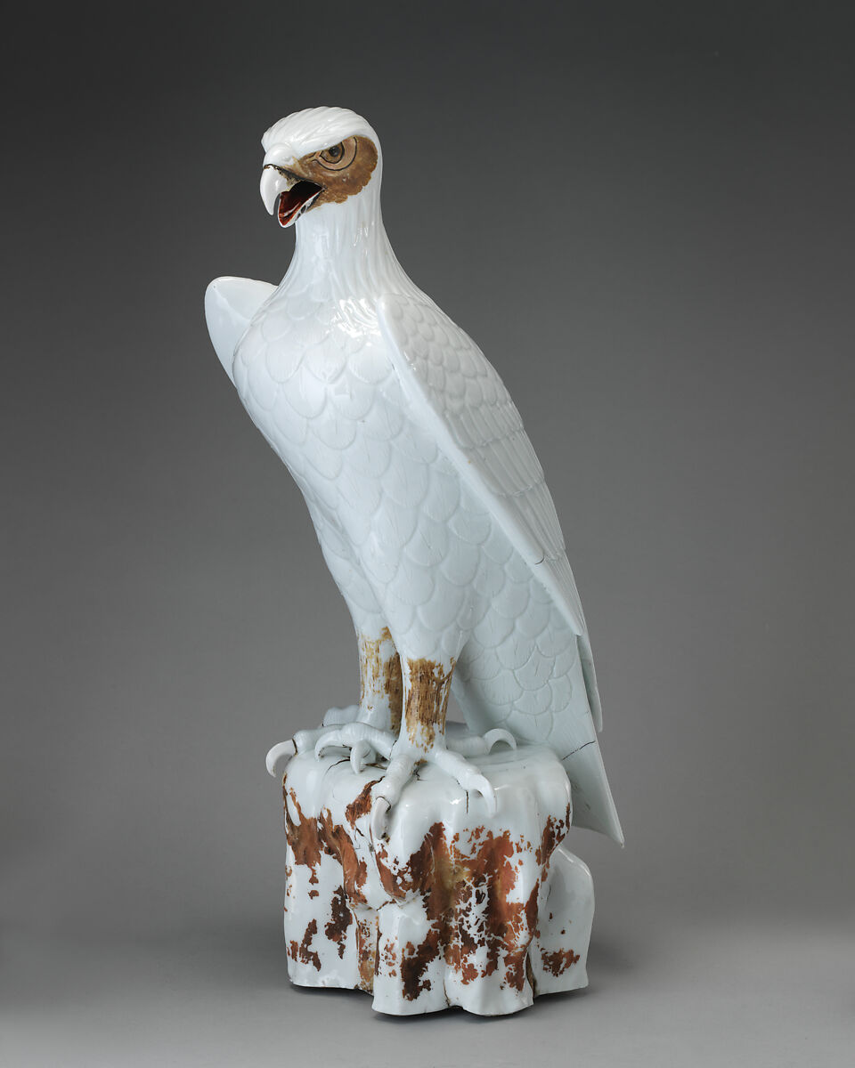 Eagle (one of a pair), Meissen Manufactory (German, 1710–present), Hard-paste porcelain with cold-painted decoration, German, Meissen after Japanese model 