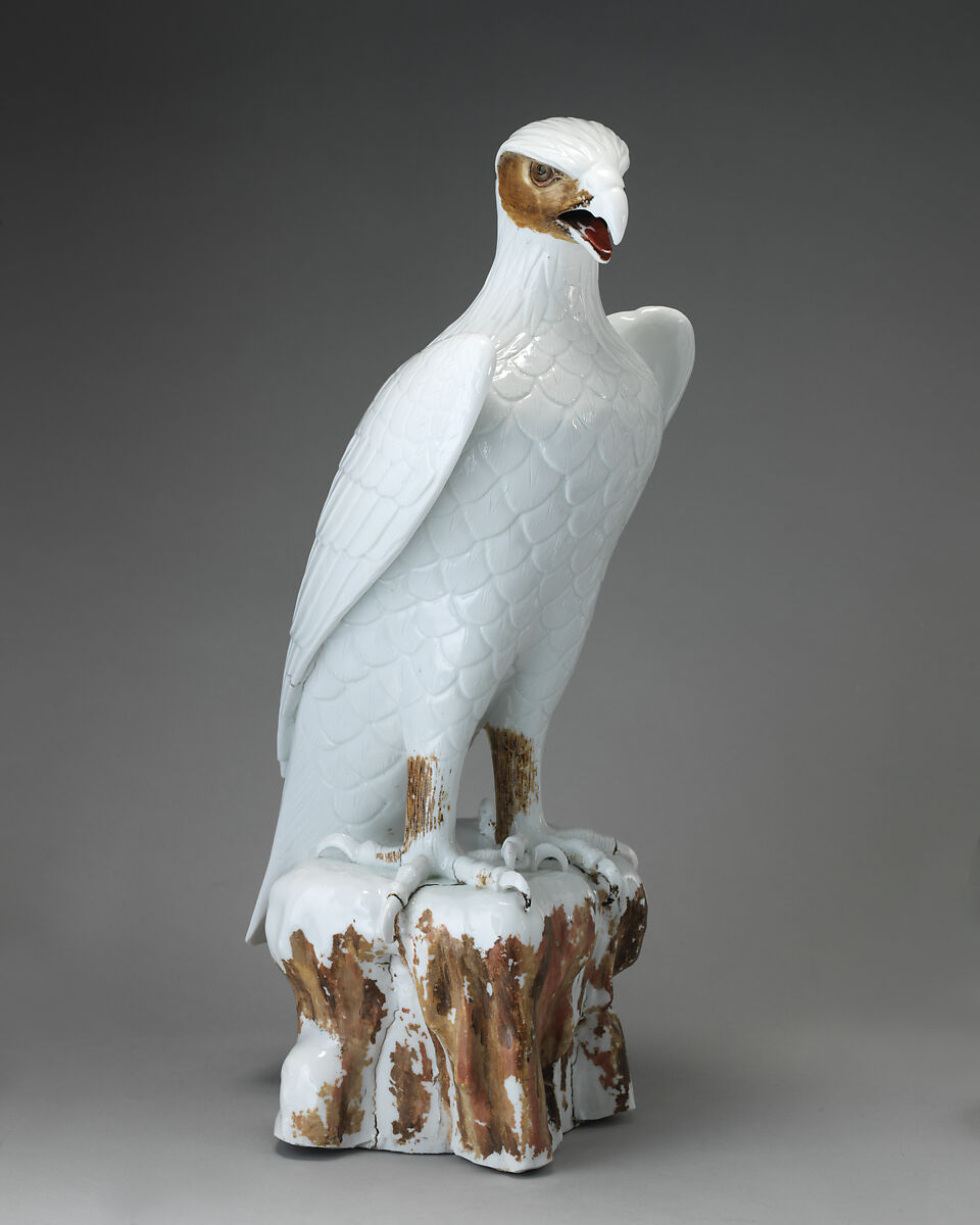 Eagle (one of a pair), Meissen Manufactory (German, 1710–present), Hard-paste porcelain with cold-painted decoration, German, Meissen after a Japanese model 