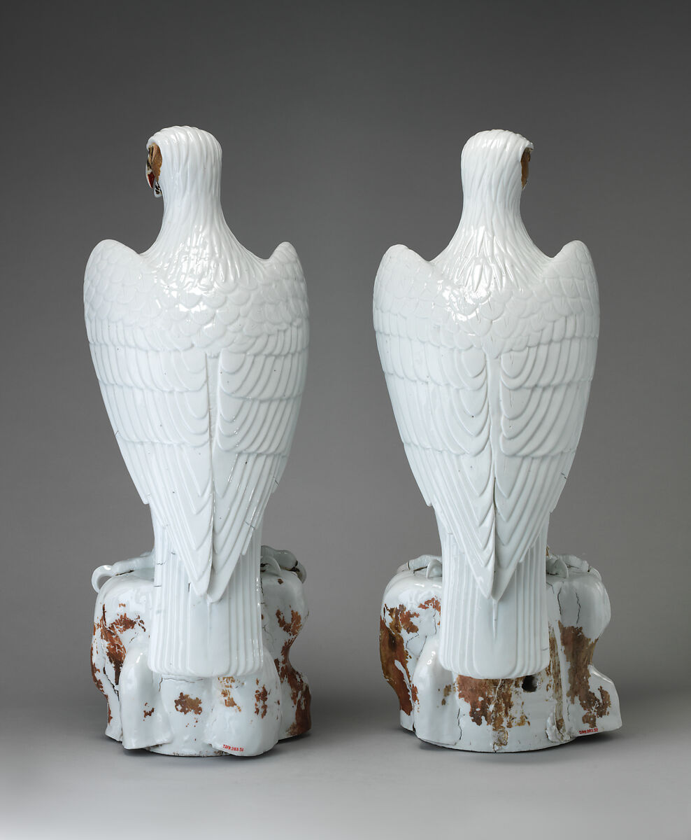 Eagle (one of a pair), Meissen Manufactory (German, 1710–present), Hard-paste porcelain with cold-painted decoration, German, Meissen after a Japanese model