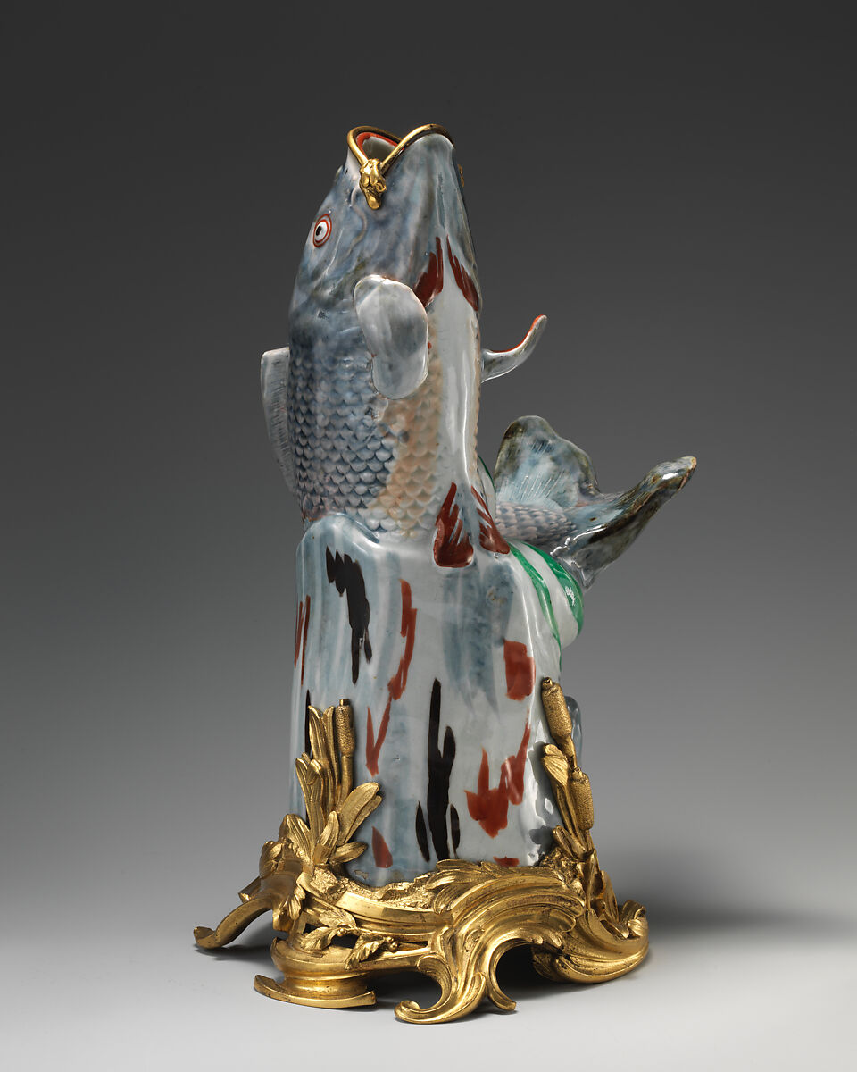 Carp in gilt-bronze mount (one of a pair), Hard-paste porcelain with gilding; gilt-bronze mount, Japanese, with French mount