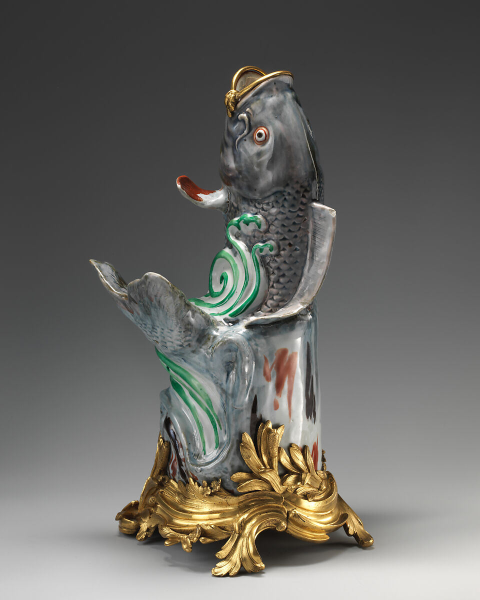 Carp in gilt-bronze mount (one of a pair), Hard-paste porcelain with gilding; gilt-bronze mount, Japanese, with French mount 