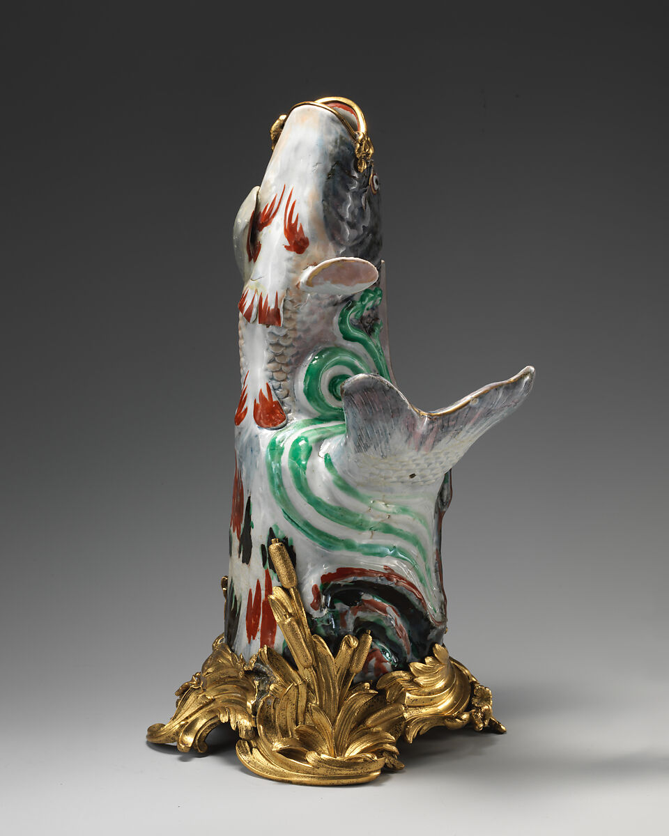 Carp in gilt-bronze mount (one of a pair), Hard-paste porcelain with gilding; gilt-bronze mount, Japanese, with French mount