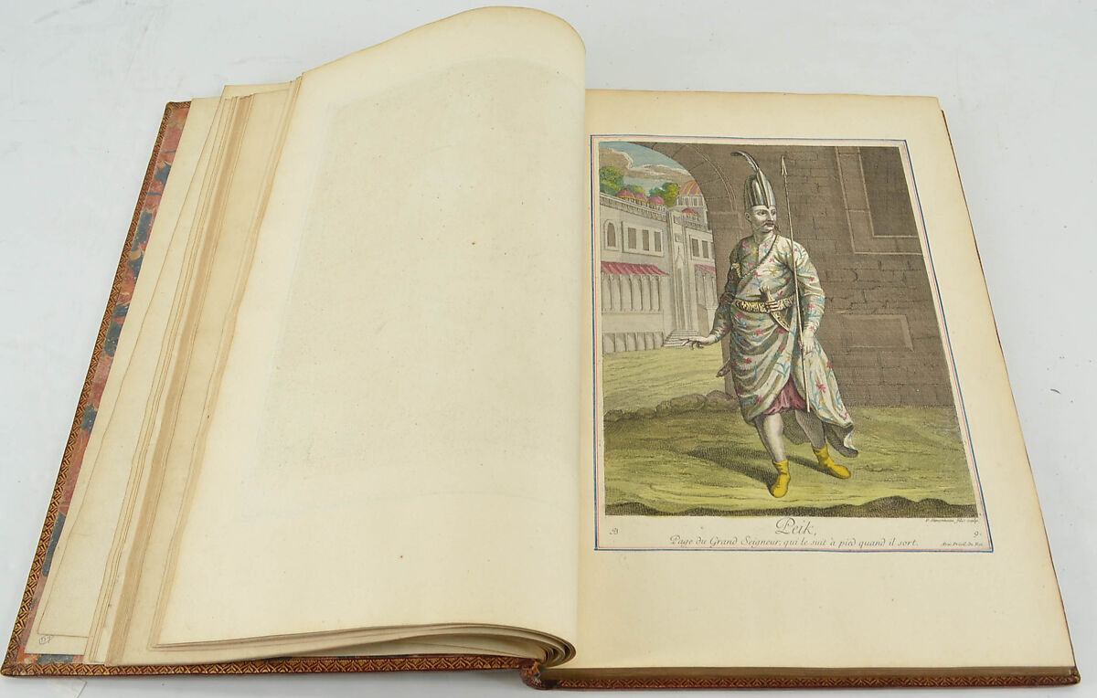 Explication des cent estampes qui représentent différentes nations du Levant avec de nouvelles estampes de cérémonies Turques qui ont aussi leurs explications, Le Hay (French), Paper: engraved and hand colored; bound in red morocco leather, French