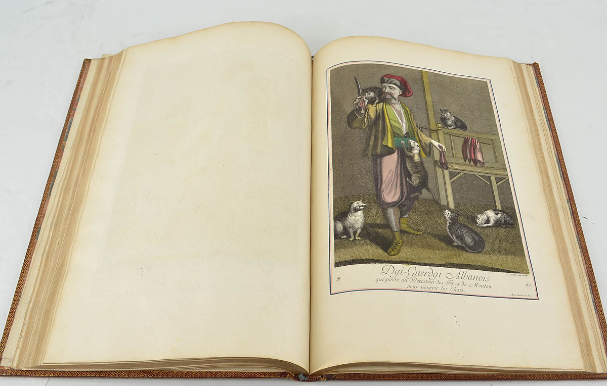 Explication des cent estampes qui représentent différentes nations du Levant avec de nouvelles estampes de cérémonies Turques qui ont aussi leurs explications, Le Hay (French), Paper: engraved and hand colored; bound in red morocco leather, French