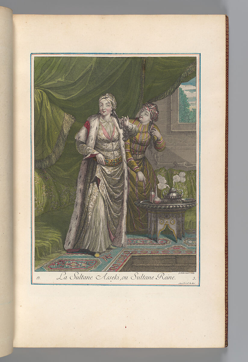 Explication des cent estampes qui représentent différentes nations du Levant avec de nouvelles estampes de cérémonies Turques qui ont aussi leurs explications, Le Hay (French), Paper: engraved and hand colored; bound in red morocco leather, French