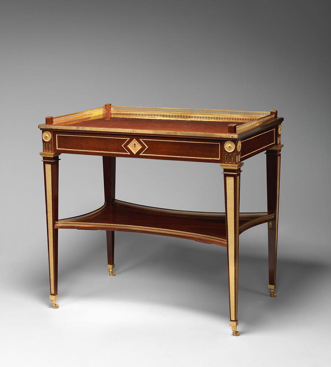 Writing table, David Roentgen (German, Herrnhaag 1743–1807 Wiesbaden, master 1780), Mahogany, gilt bronze, German, Neuwied am Rhein 