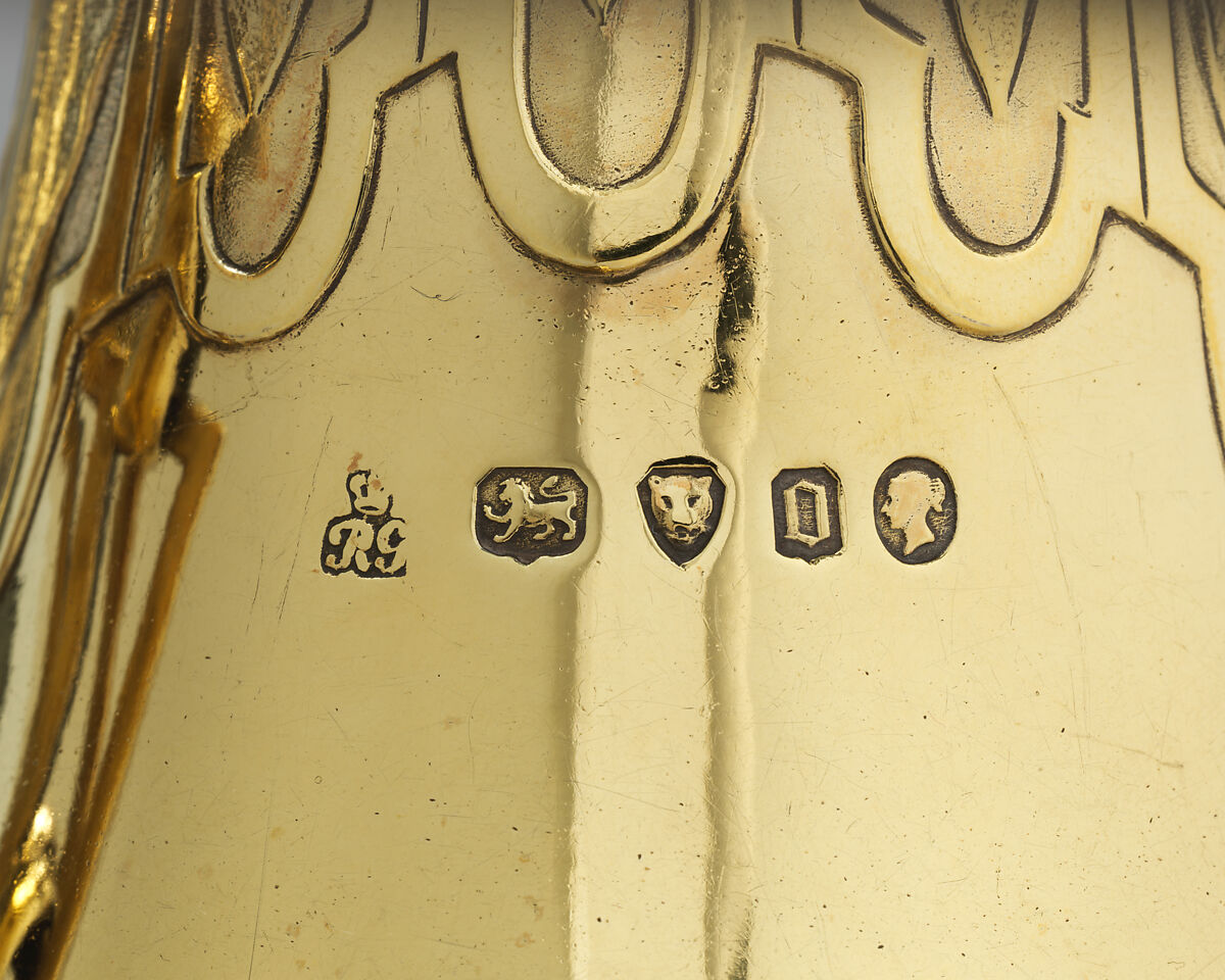 Pilgrim Bottle (one of a pair), Robert Garrard II (active 1818–after 1847), Gilded silver, British, London