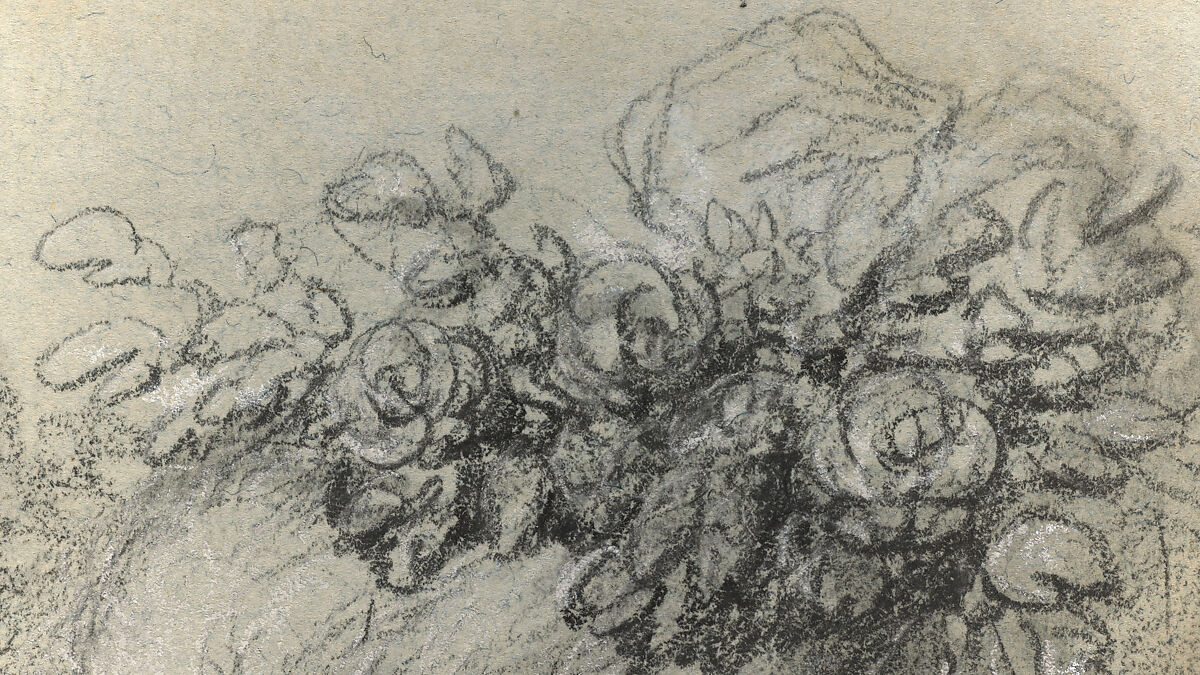 Marie Antoinette in a Park, Elisabeth Louise Vigée Le Brun (French, Paris 1755–1842 Paris), Black chalk, stumped, and white chalk; framing lines in black chalk