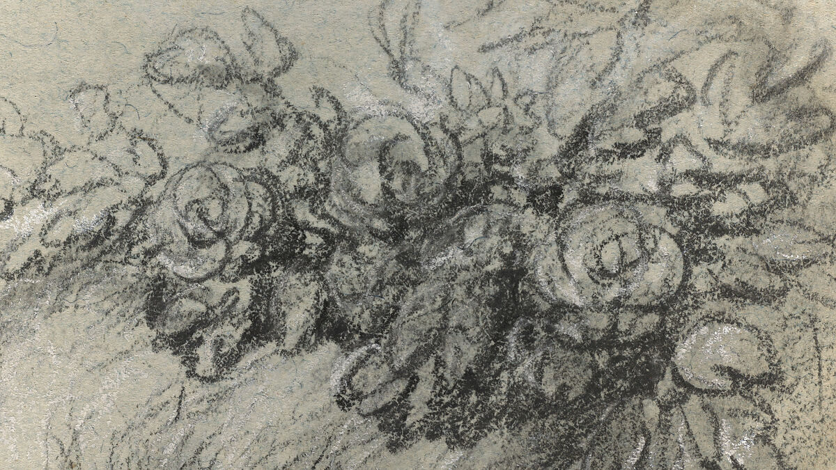 Marie Antoinette in a Park, Elisabeth Louise Vigée Le Brun (French, Paris 1755–1842 Paris), Black chalk, stumped, and white chalk; framing lines in black chalk