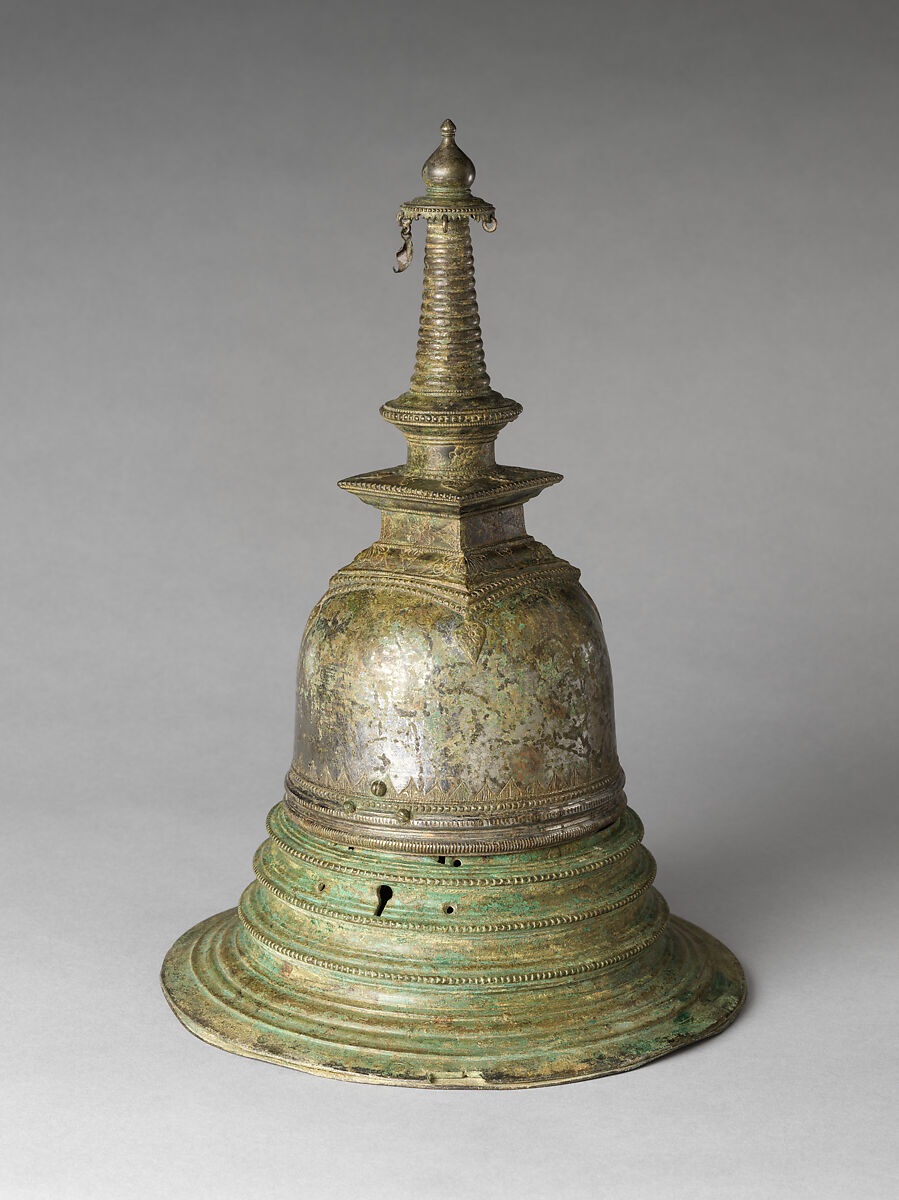 Reliquary in the form of a Stupa, Silvered copper alloy, Sri Lanka (central plateau) 
