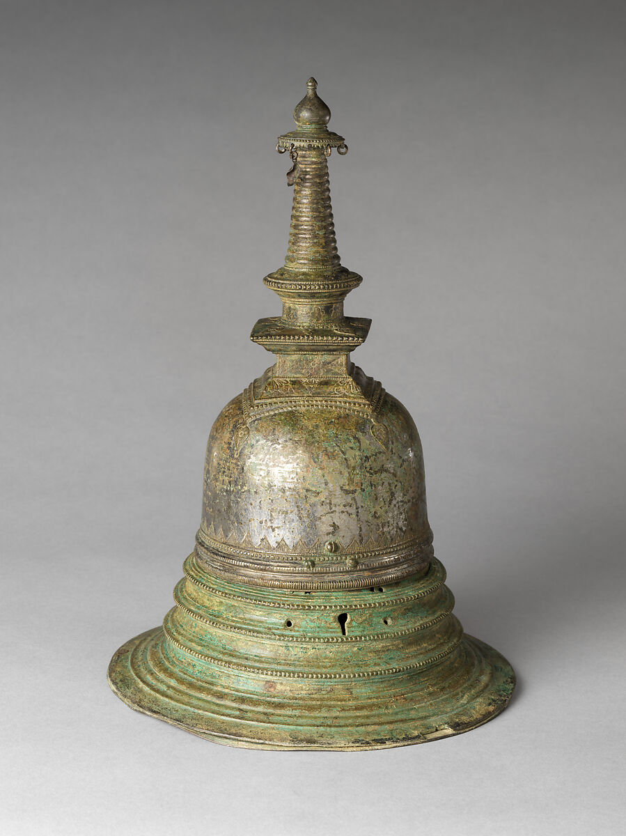 Reliquary in the form of a Stupa, Silvered copper alloy, Sri Lanka (central plateau)