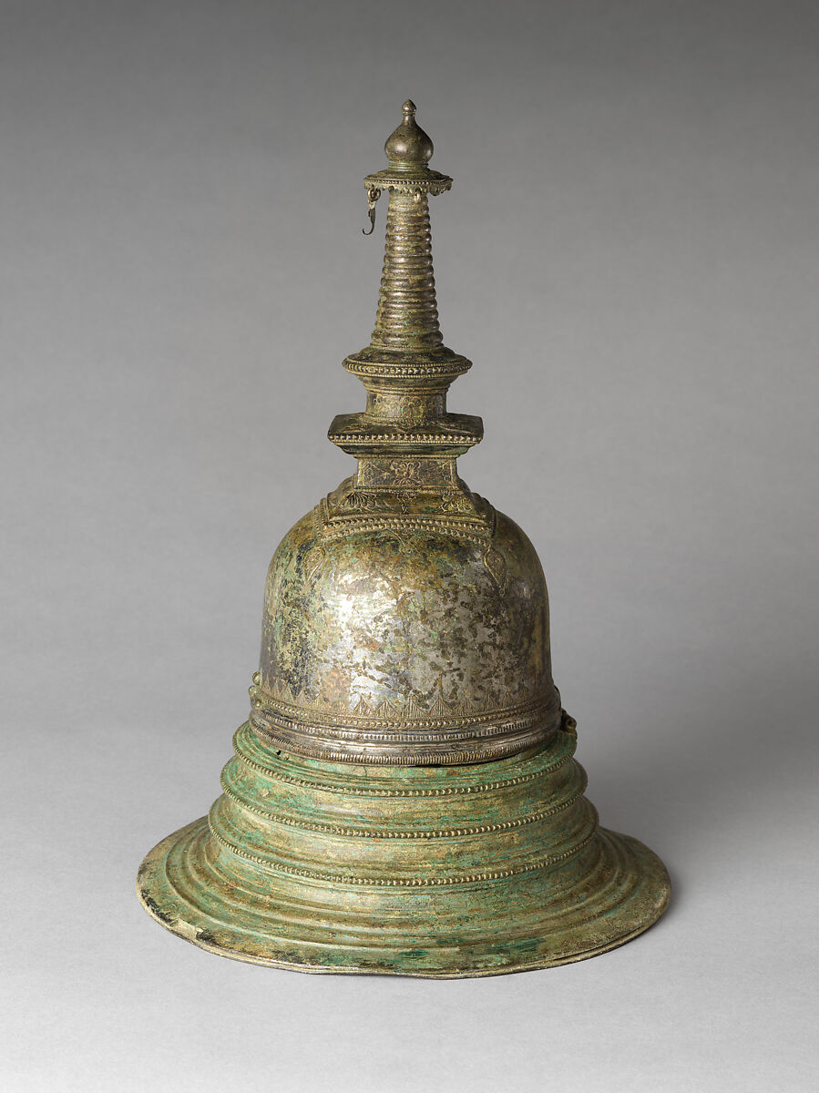 Reliquary in the form of a Stupa, Silvered copper alloy, Sri Lanka (central plateau)