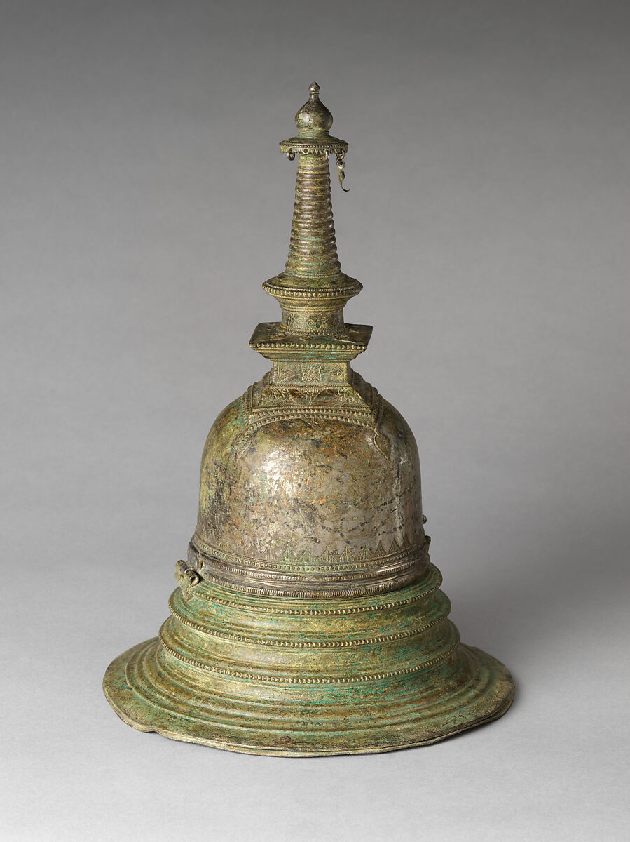 Reliquary in the form of a Stupa, Silvered copper alloy, Sri Lanka (central plateau)