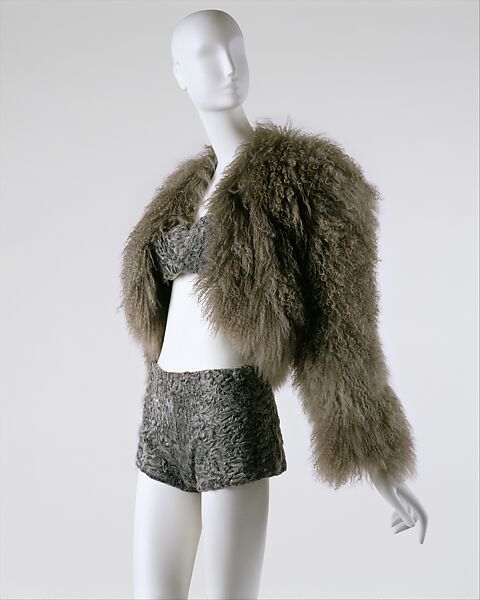 Ensemble, Giorgio di Sant&#39;Angelo (American, born Italy, 1933–1989), a) fur, wool
b,c) fur, synthetic
d) silk, American 