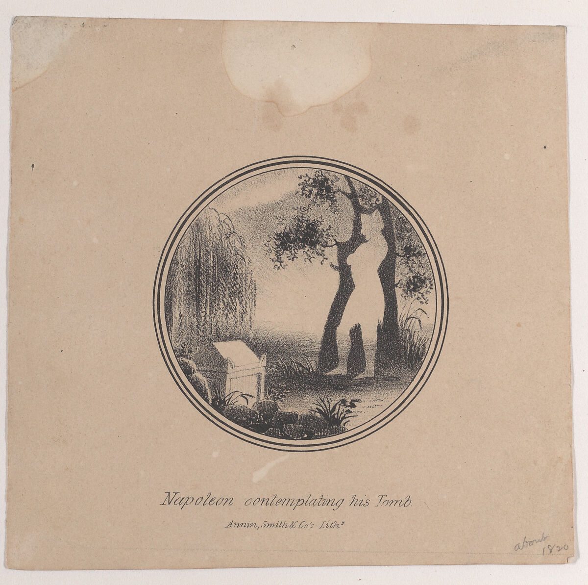 Hidden silhouette of Napoleon contemplating his tomb, Annin &amp; Smith (Boston, Massachusetts), Lithograph 