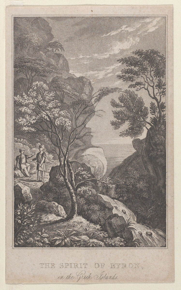 Hidden silhouette: the spirit of Byron in the Greek Isles, Henry Burn (British, Birmingham ca. 1807–1884 Melbourne), Lithograph 