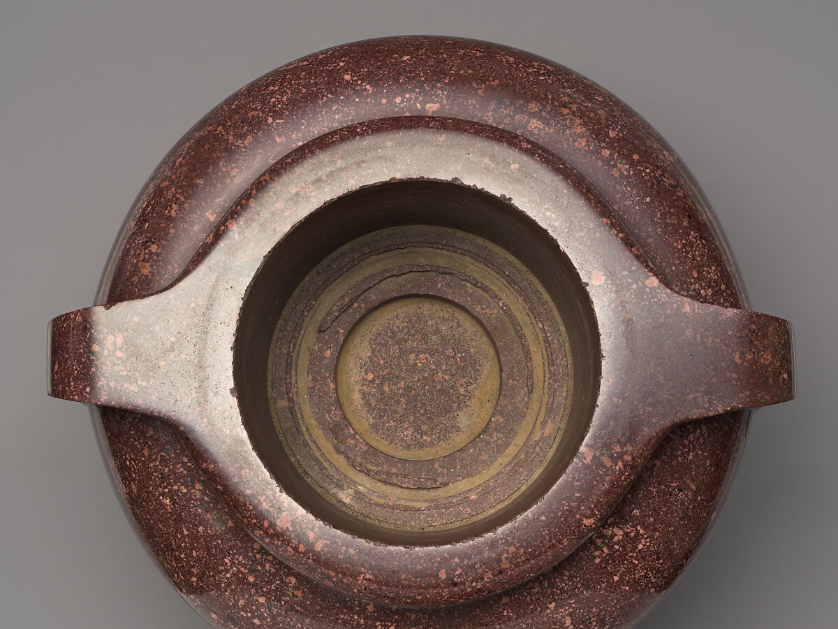 Spherical body urn with cover (one of a pair), Imperial red porphyry, gilt bronze, possibly Italian