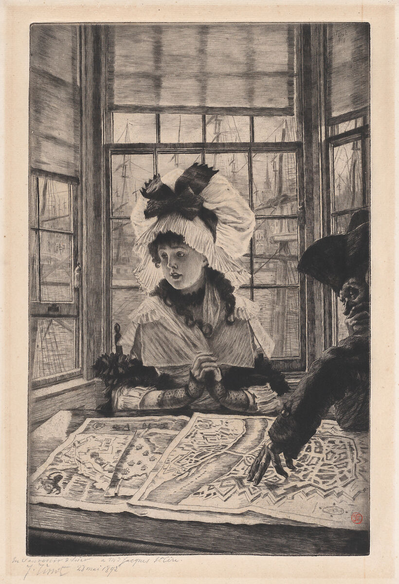 An Uninteresting Story, James Tissot (French, Nantes 1836–1902 Chenecey-Buillon), Etching and drypoint; published state 