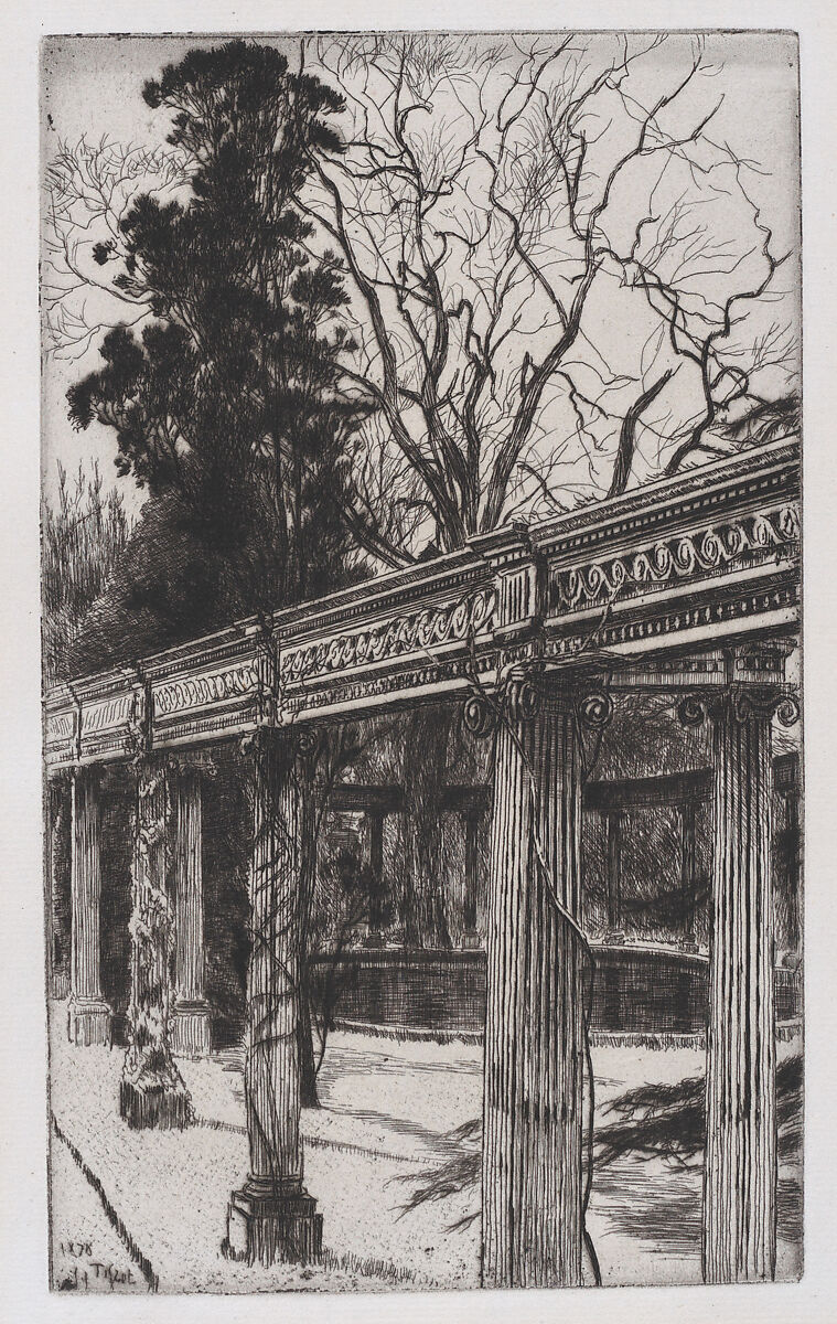 My Garden in St. John’s Wood, James Tissot (French, Nantes 1836–1902 Chenecey-Buillon), Etching and drypoint; published state 