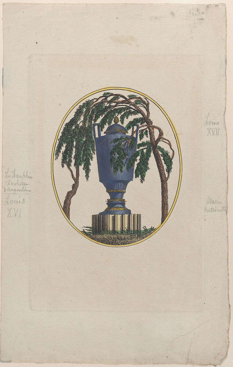 Anonymous | Weeping willow and urn with hidden silhouettes of the