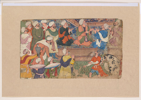 Bad News at Court, Folio from a Tarikh-i Alfi (History of a Thousand Years), Opaque color and gold on paper