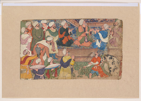 Bad News at Court, Folio from a Tarikh-i Alfi (History of a Thousand Years), Opaque color and gold on paper 