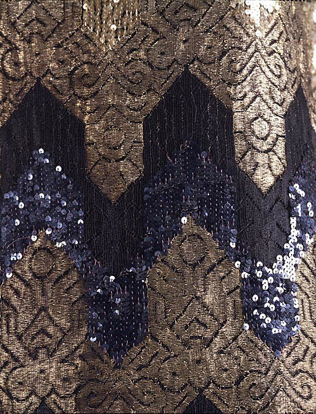 Evening dress, Attributed to House of Chanel (French, founded 1910), silk, metallic thread, sequins, French