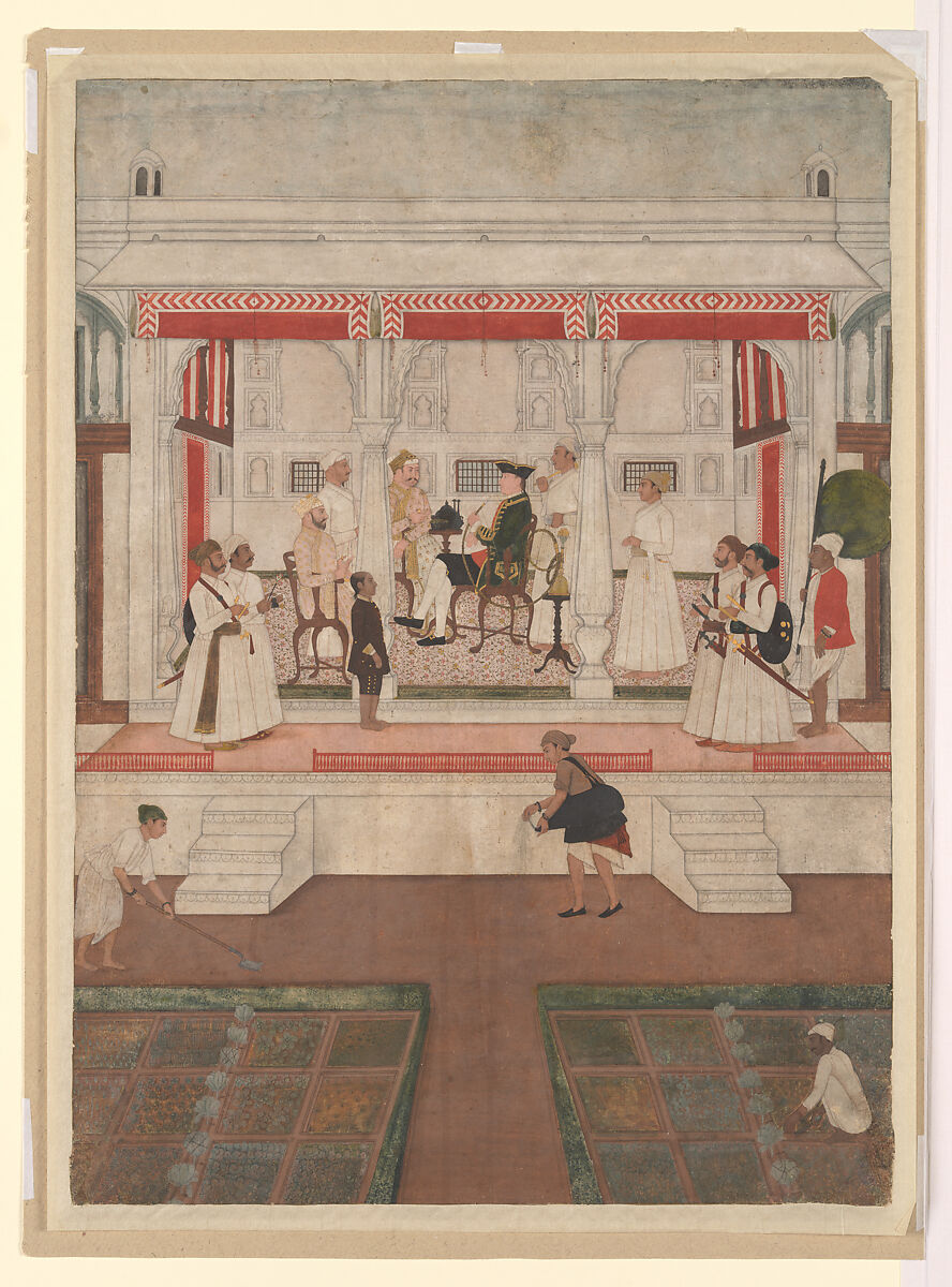 Company Officer Receiving a Nobleman, Opaque color and gold on paper