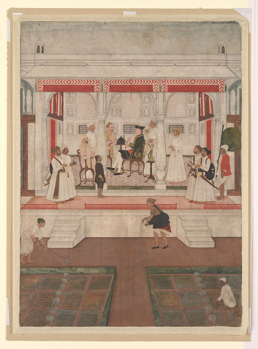 Company Officer Receiving a Nobleman, Opaque color and gold on paper 