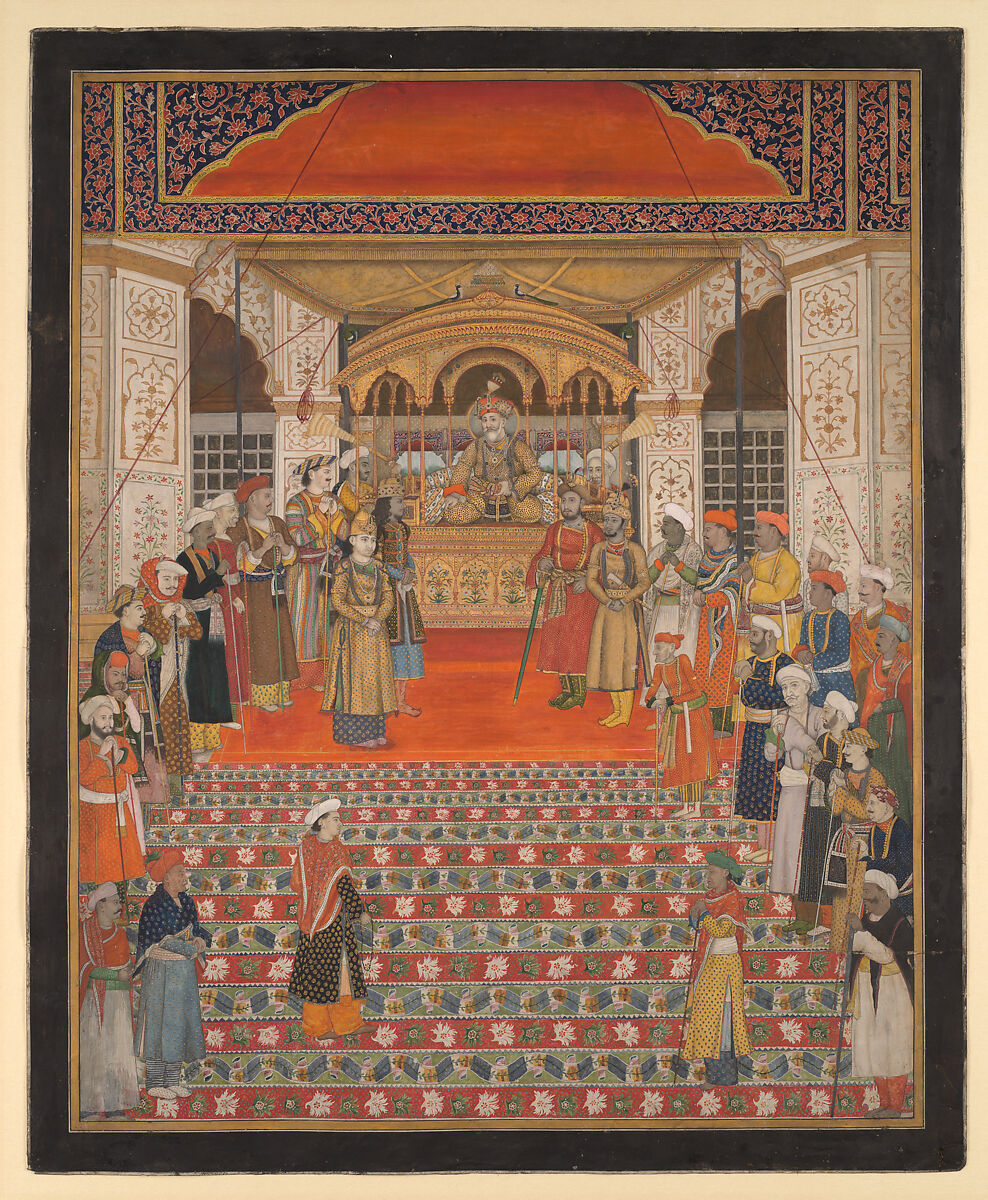 Durbar of Emperor Akbar Shah II, Opaque color and gold on paper 